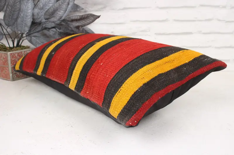Christmas Cushion Cover, Throw Kilim Pillow, Turkish Kilim Pillow, Boho Pillow, Pillow Case, 12x24 Red Cushion Case, Tapestry Pillow Cover - 6