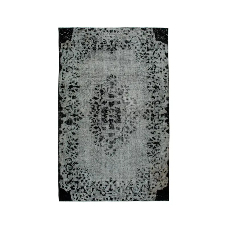 Vintage Turkish Rug 5.5x8.6 ft, Gray Oushak Southwestern Rug - 1
