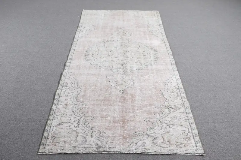 Türk Bölge Halısı 4.1x7.9 ft, Gri Pembe Çiçekli Halı Yün - 1