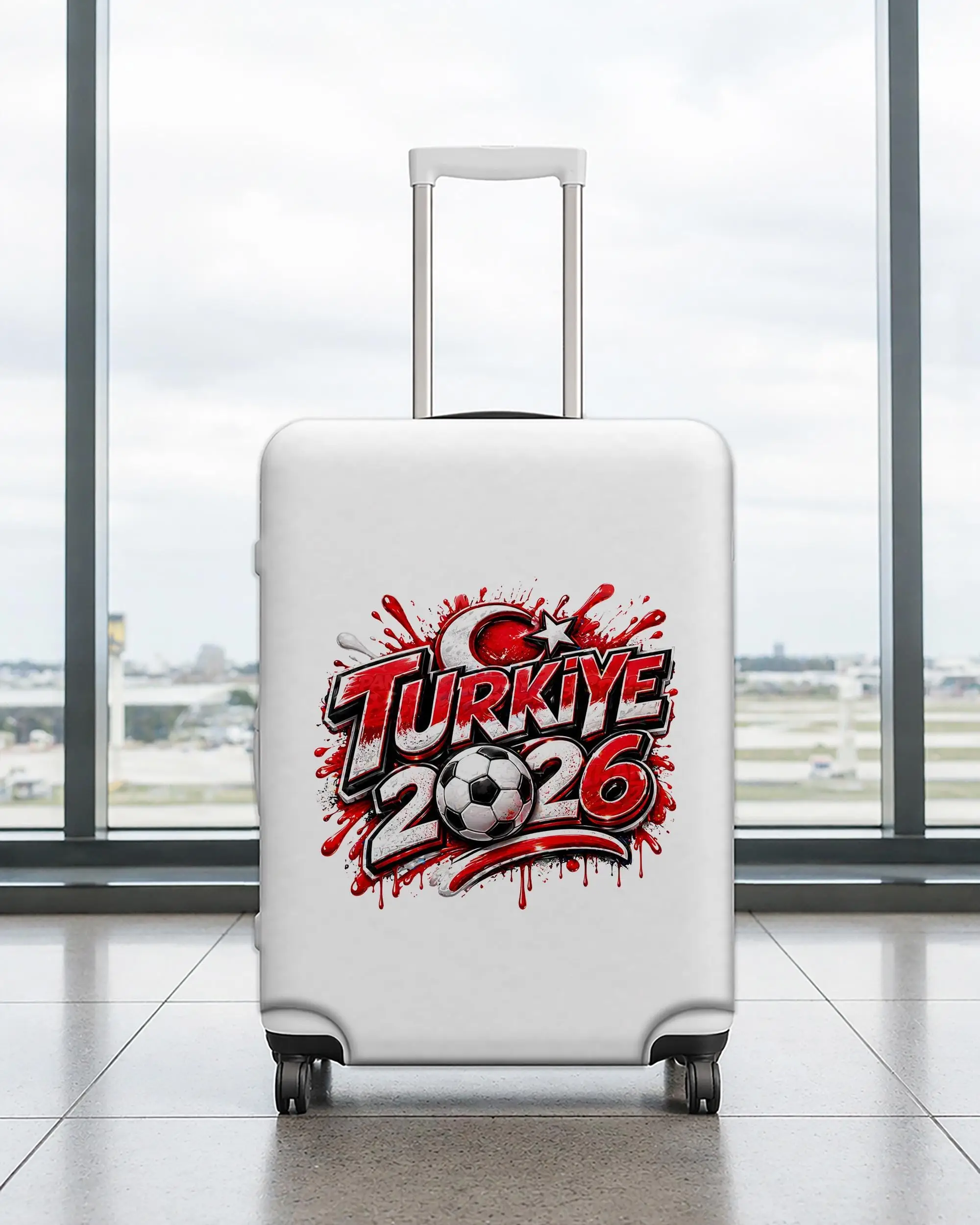 Blank White Luggage Cover, Custom Soccer Travel Case Protector, Sports Travel Suitcase Cover - 1