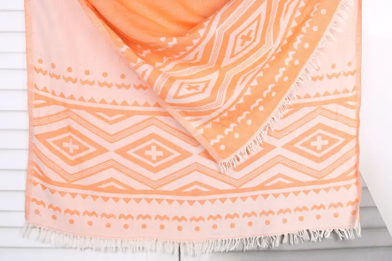 Plus Design Turkish Bath Towel, 36x71 Inches, Orange Cotton or Linen