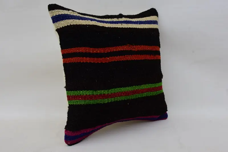 Pillow for Sofa, Turkish Kilim Pillow, Vintage Kilim Pillow, Accent Pillow Cover, Muted Pillow Case, 14x14 Brown Pillow Case, Pillow Sham - 2