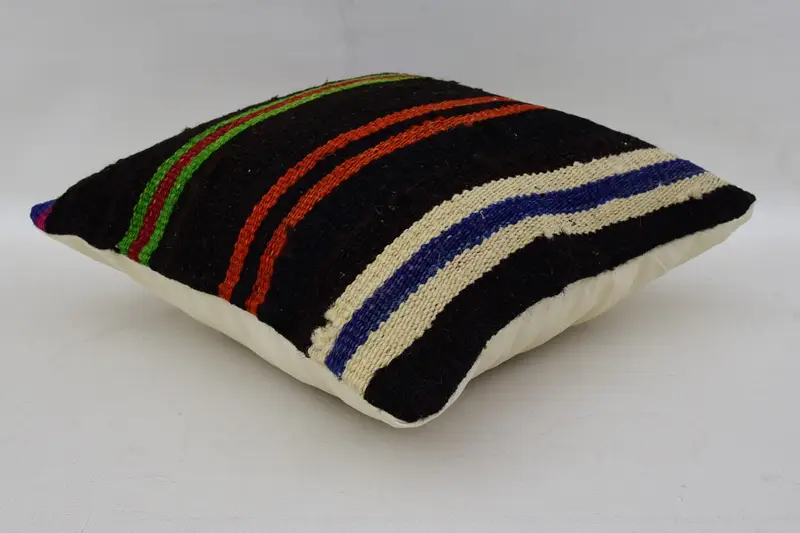 Pillow for Sofa, Turkish Kilim Pillow, Vintage Kilim Pillow, Accent Pillow Cover, Muted Pillow Case, 14x14 Brown Pillow Case, Pillow Sham - 6