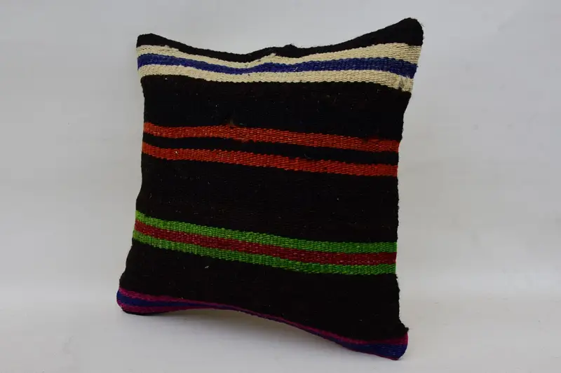 Pillow for Sofa, Turkish Kilim Pillow, Vintage Kilim Pillow, Accent Pillow Cover, Muted Pillow Case, 14x14 Brown Pillow Case, Pillow Sham - 3