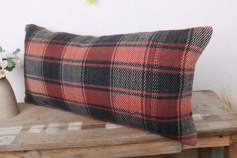 Ethnical Kilim Rug Pillow, Bright Cushion Case, 12x24 Brown Pillow Sham, Pillow for Sofa, Cushion Case, Boho Pillow Sham Cover - 4