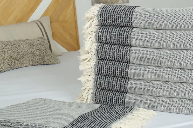 Organic Throw, 96x92 Cotton Striped Towel, Bachelorette Party Gifts For Bride, Bridesmaid Gifts, Personalized Gifts, Unique Gift, Bridal Shower Gift - 3