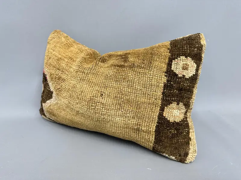 Turkish Pillow, Vintage Kilim Pillow, Comfy Throw Cushion Case, 12x20 Beige Pillow Case, Interior Designer Pillow, Pillow Cover, Sofa Pillow Sham - 3