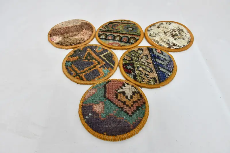 Brown and Bronze Woven Coaster Set, Durable and Stylish Rug Coasters
