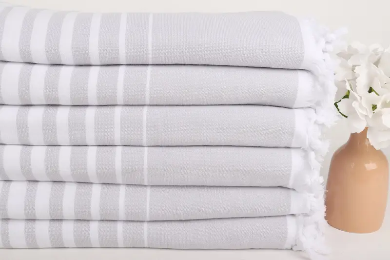 Peshtemal, Turkish Towel Set, 70x36 Cotton Striped Terry Towel, Organic Turkish towel, Absorbent Turkish towel, Personalized Wedding Gift - 3