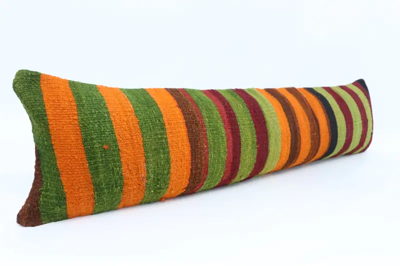 Throw Kilim Pillow, Southwestern Cushion Case, 12x48 Green Pillow, Ethnical Kilim Rug Pillow, Gift Pillow, Pillow Sham - 3