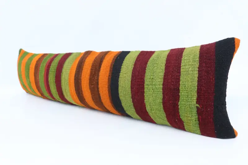 Throw Kilim Pillow, Southwestern Cushion Case, 12x48 Green Pillow, Ethnical Kilim Rug Pillow, Gift Pillow, Pillow Sham - 4