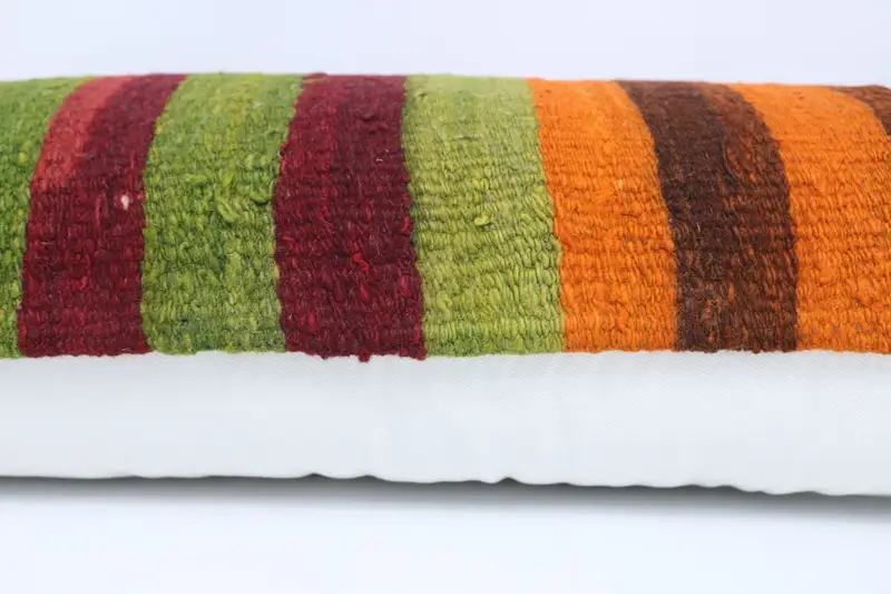 Throw Kilim Pillow, Southwestern Cushion Case, 12x48 Green Pillow, Ethnical Kilim Rug Pillow, Gift Pillow, Pillow Sham - 5