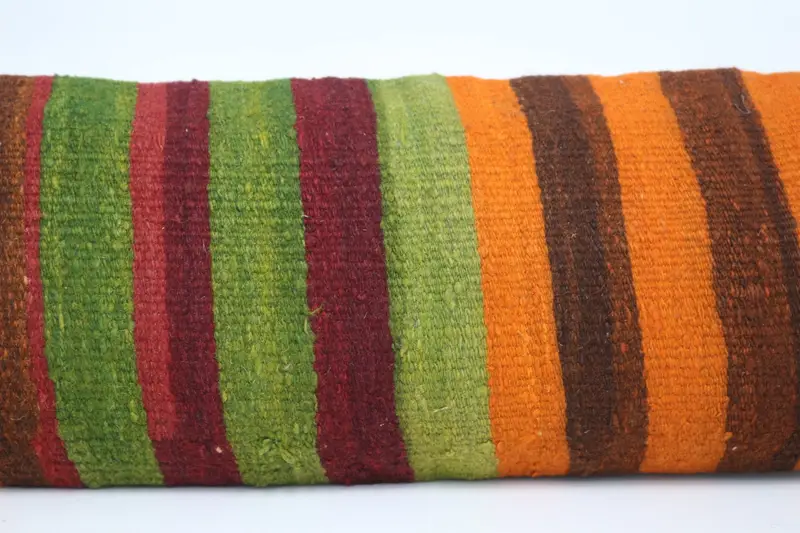 Throw Kilim Pillow, Southwestern Cushion Case, 12x48 Green Pillow, Ethnical Kilim Rug Pillow, Gift Pillow, Pillow Sham - 2