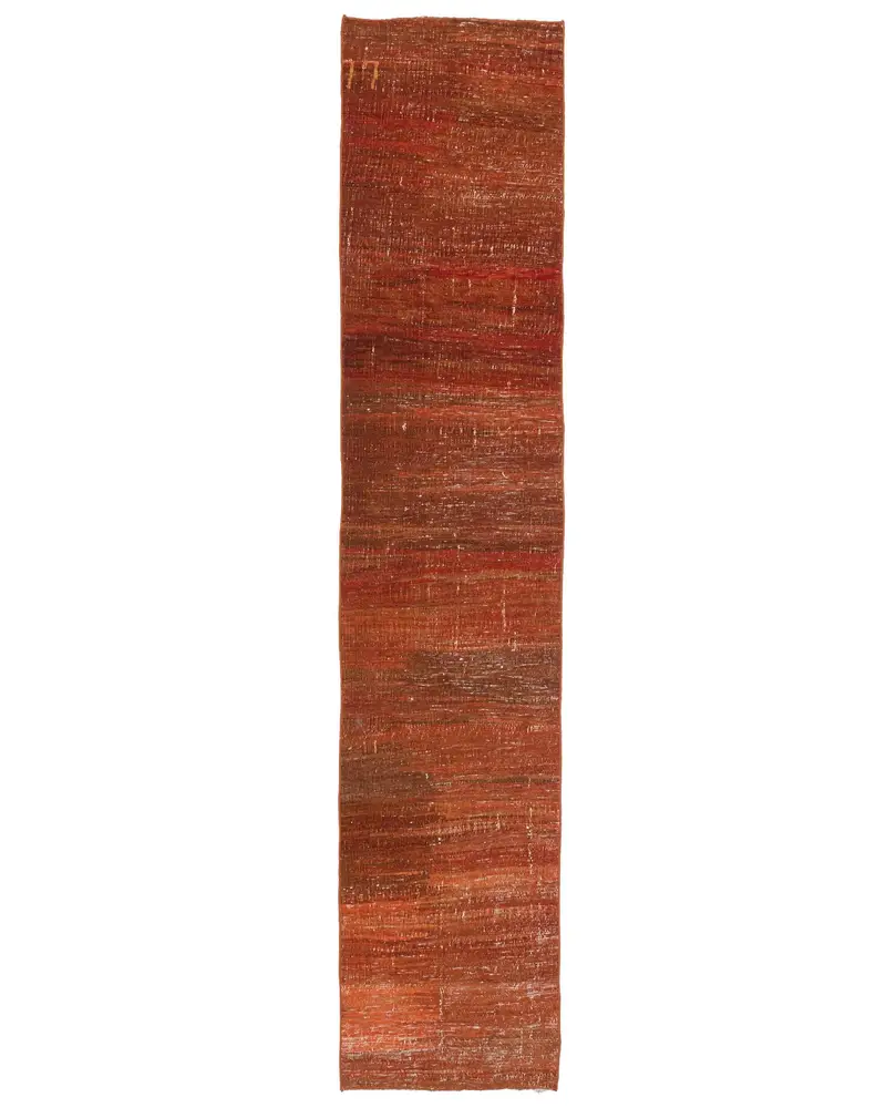 Turuncu Geometrik Halı, Çiçek Motifli 1,9x9,4 ft