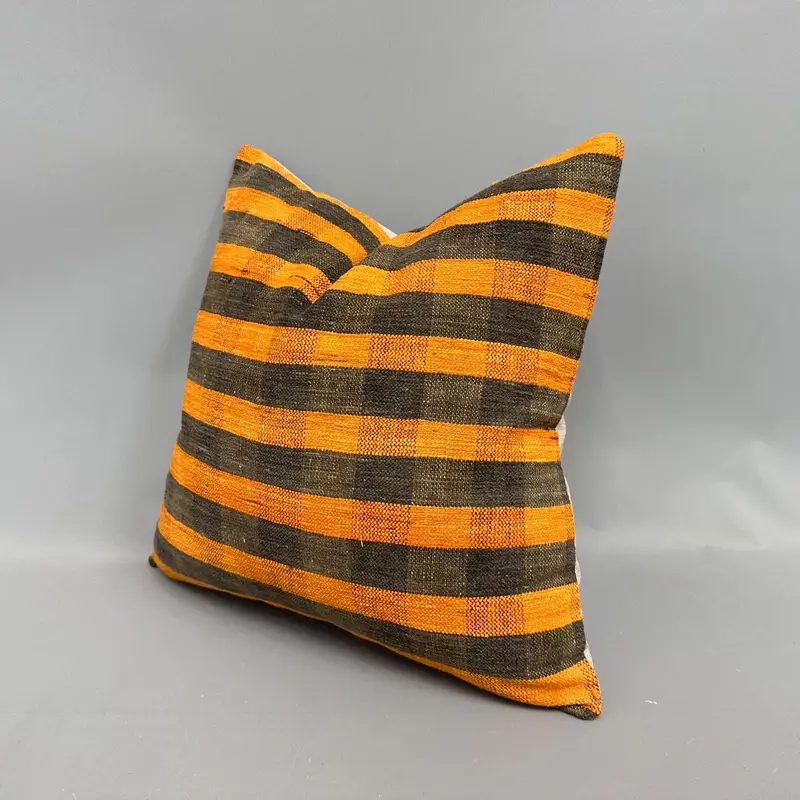 Southwestern Cushion, Cushion, Boho Pillow Sham Cover, Ethnical Kilim Rug Pillow, Antique Pillows, 18x18 Orange Cushion Cover - 3