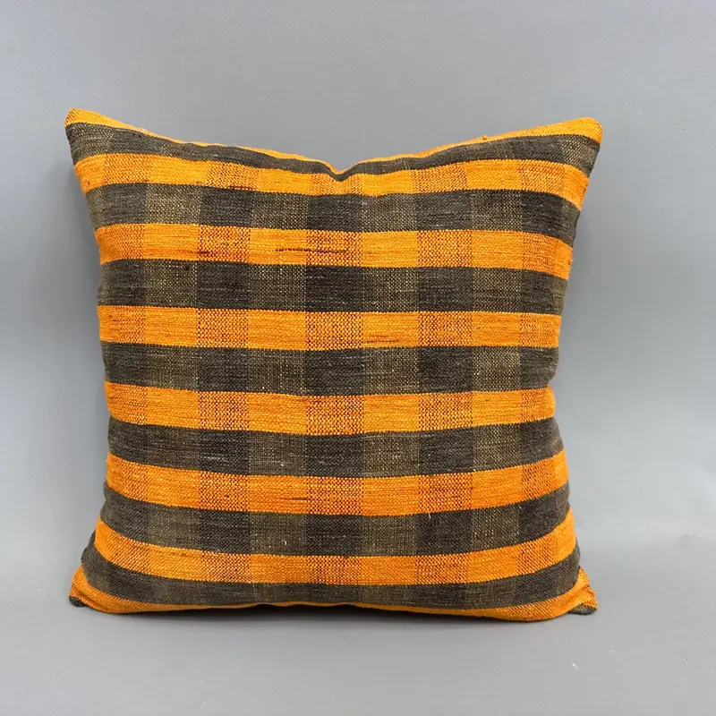 Southwestern Cushion, Cushion, Boho Pillow Sham Cover, Ethnical Kilim Rug Pillow, Antique Pillows, 18x18 Orange Cushion Cover - 4