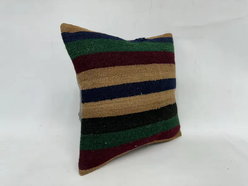 Pillow Cover, Home Decor Pillow, Turkish Pillow, Boho Throw Cushion, Office Chair Pillow Cover, Kilim Pillow Cover, 18x18 Beige Pillow Sham - 3