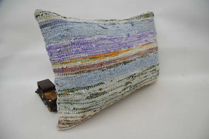 Interior Designer Pillow, Pillow Sham, Turkish Kilim Pillow, Bright Pillow Sham, 16x24 Blue Pillow Case, Kilim Cushion Sham - 3