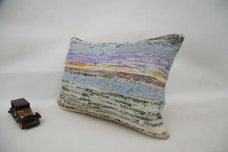 Interior Designer Pillow, Pillow Sham, Turkish Kilim Pillow, Bright Pillow Sham, 16x24 Blue Pillow Case, Kilim Cushion Sham - 5