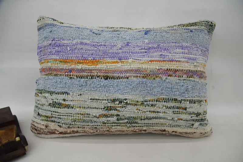 Interior Designer Pillow, Pillow Sham, Turkish Kilim Pillow, Bright Pillow Sham, 16x24 Blue Pillow Case, Kilim Cushion Sham - 4
