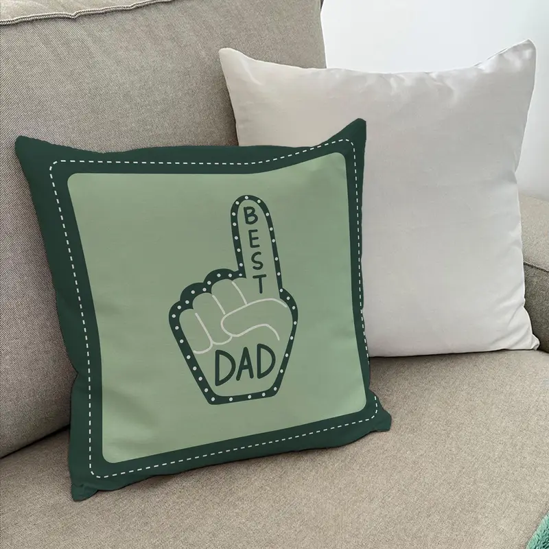 Green Printed Pillow Cover, Number One Dad Gift, Father’s Day Cushion Cover - 1