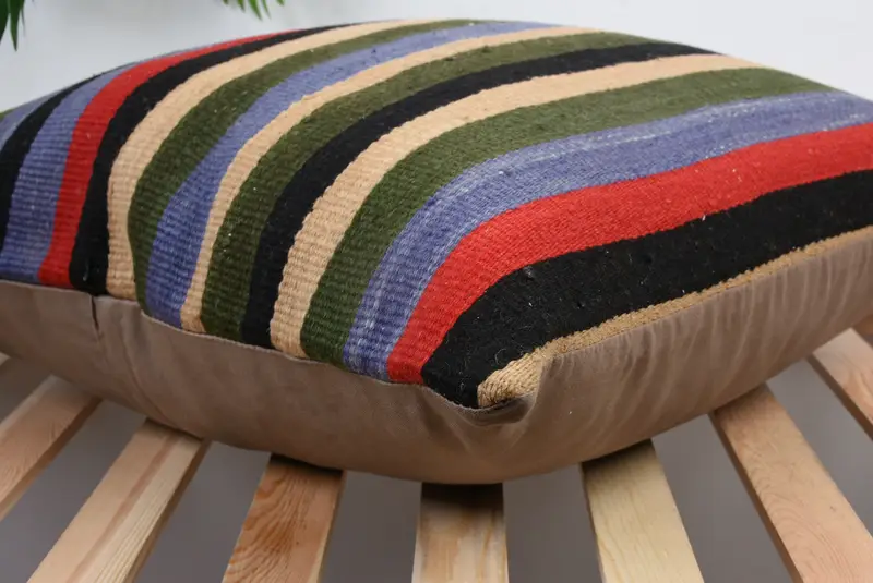 Turkish Kilim Pillow, Outdoor Patio Pillow Cover, Ethnic Cushion Case, Gift Pillow, 24x24 Blue Pillow Cover, Vintage Pillow, Cushion Cover - 5