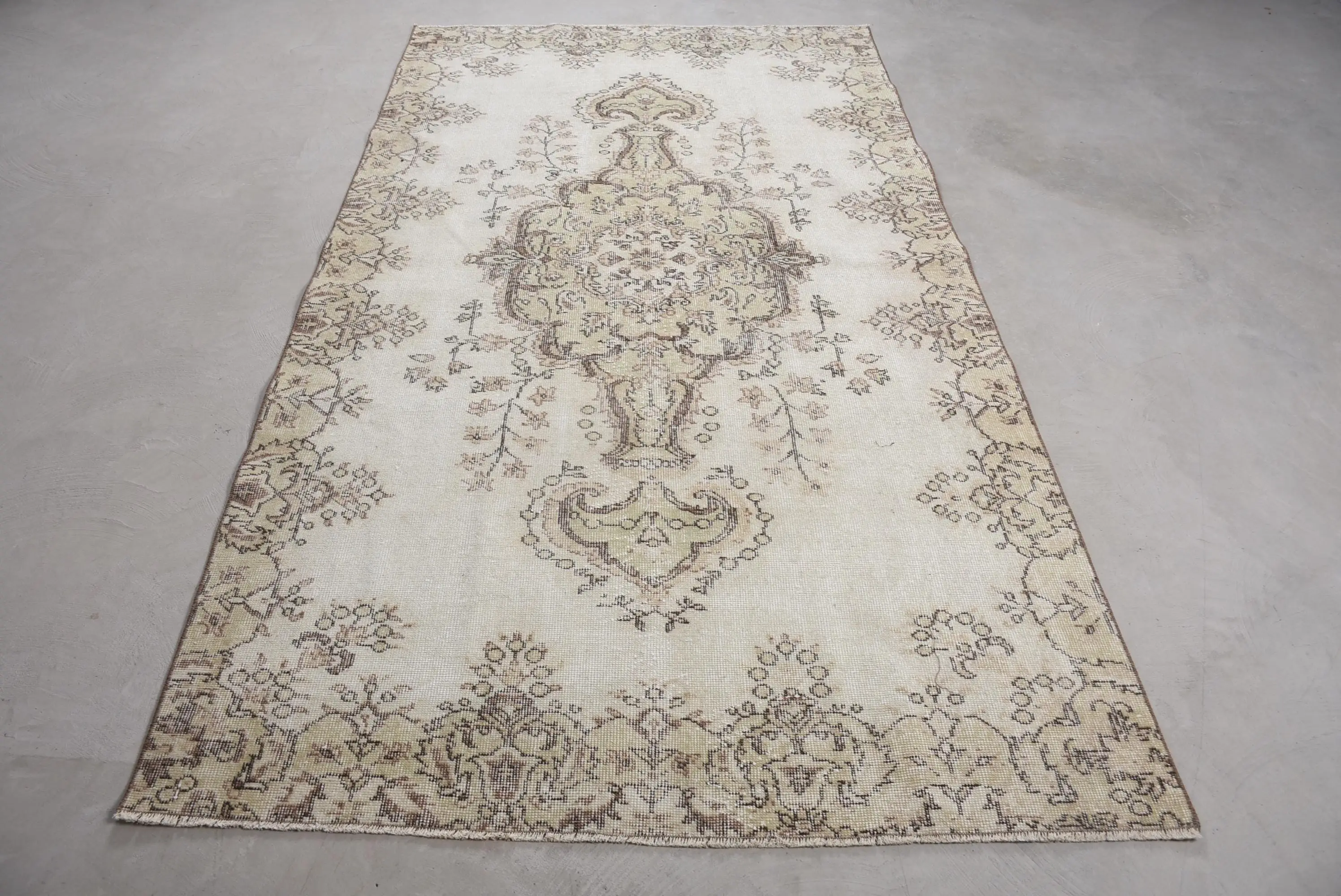 Türkischer 4,8x8,9 ft Teppich, Vintage Teppich, weißer orientalischer Wollteppich - 1