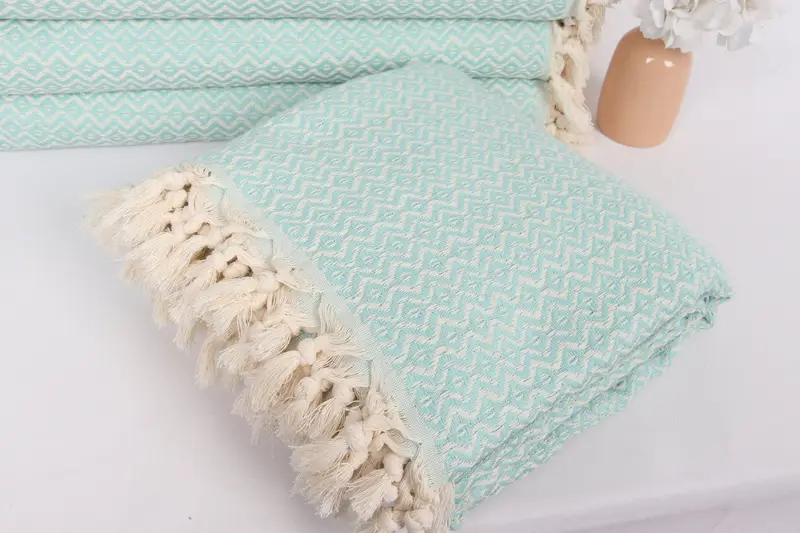 96x80 Cotton Diamond Towel, Boho Throw Blankets, Organic Beach Blanket, Bachelorette Gifts, Custom Wedding Gifts, Bridesmaid Proposal Gift - 5