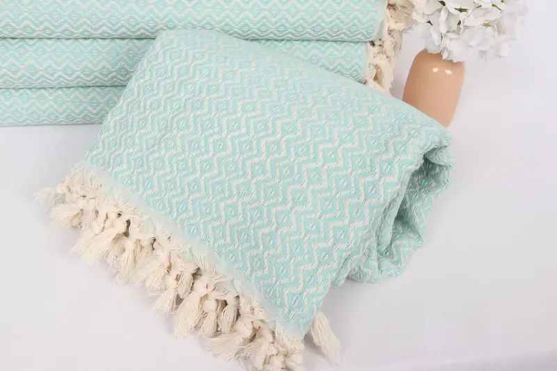 96x80 Cotton Diamond Towel, Boho Throw Blankets, Organic Beach Blanket, Bachelorette Gifts, Custom Wedding Gifts, Bridesmaid Proposal Gift - 4