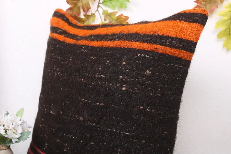 Pillow for Couch, Home Decor Pillow, Handmade Rug Seat Pillow Case, 20x20 Brown Cushion Cover, Pillow, Handmade Kilim Cushion - 5