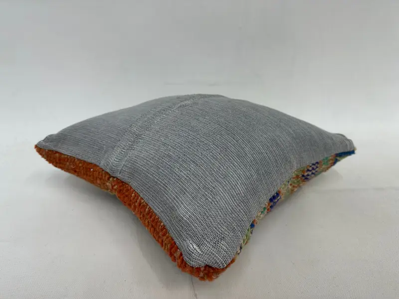Kilim Pillow Cover, Kilim Cushion Sham, Ethnical Kilim Rug Pillow, Pillow, Ethnic Pillow Cover Cushion Case, 12x12 Blue Pillow Sham - 7