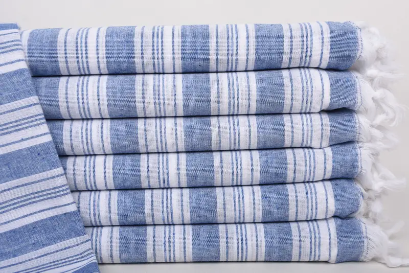 Wedding Gift Personalized Beach Towel Blue Stripes, 70x40 Inches