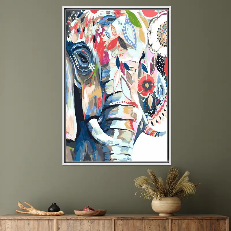 Modern Soyut Fil Kanvas Tablo Baskı - Canlı, Çağdaş Dekor