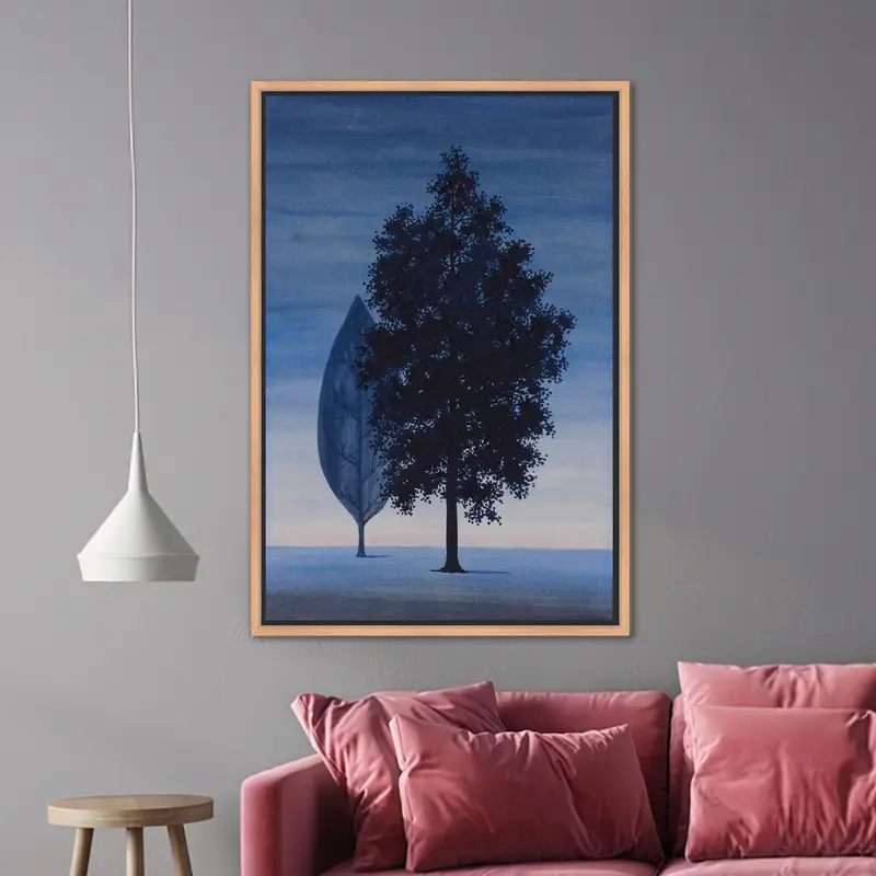 モダンでシュールな抽象的なネイビーブルーのツリープリントキャンバス