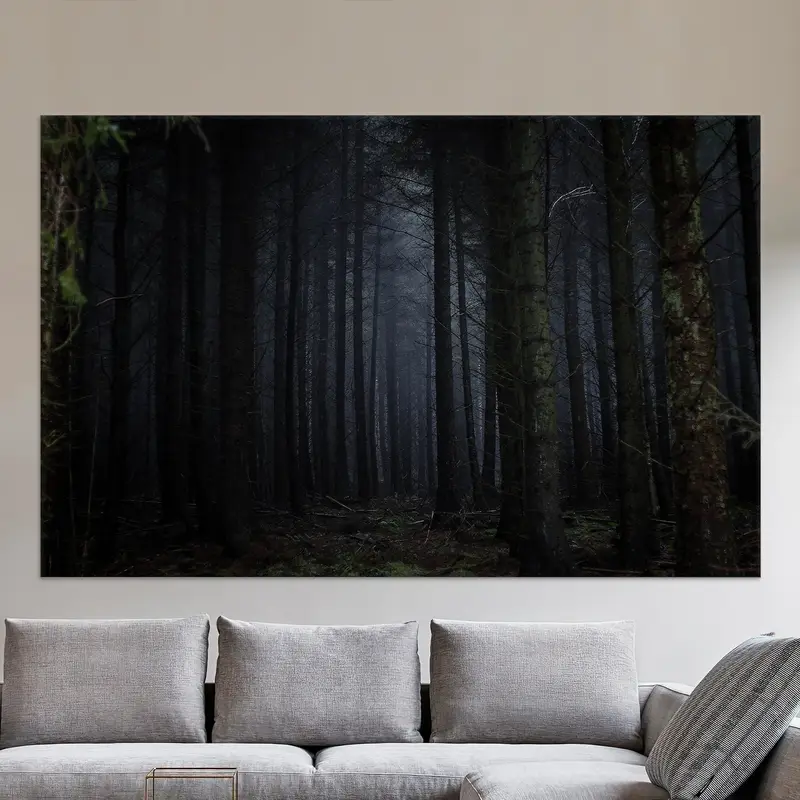 魅惑的な森の夜の風景プリントキャンバスアート