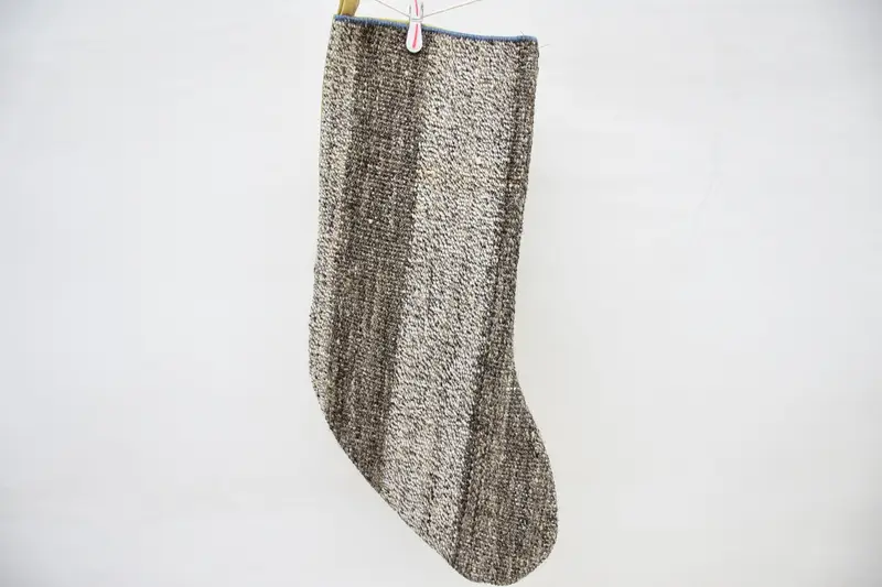 Calcetín de adornos navideños marrón y beige, calcetín navideño de 14 pulgadas de ancho