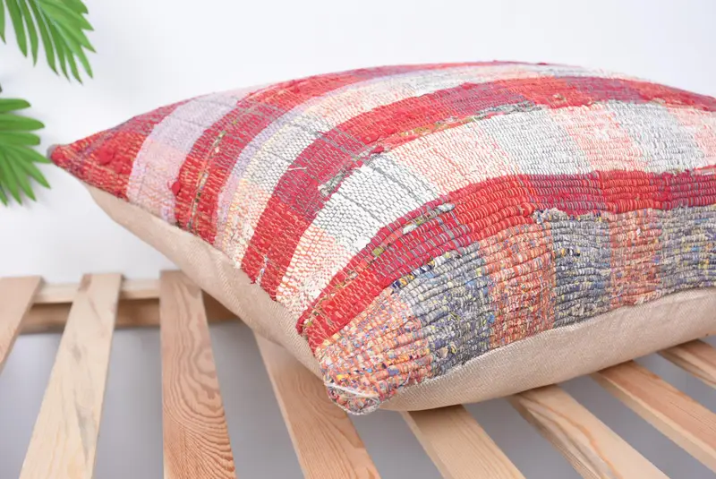 Neutral Pillow Sham, Pillow for Couch, Seat Cushion Cover, Ethnical Kilim Rug Pillow, 20x28 Red Cushion Case, Cushion Case, Turkish Kilim Pillow - 6