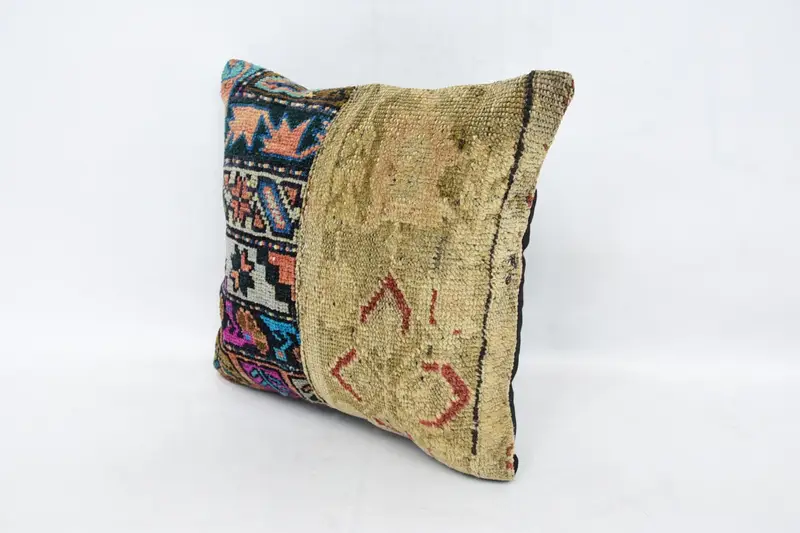 Customized Pillow Sham, Throw Kilim Pillow, Pillow for Couch, Outdoor Throw Cushion Cover, Pillow Case, 16x16 Beige Cushion, Boho Pillow Sham Cover - 4
