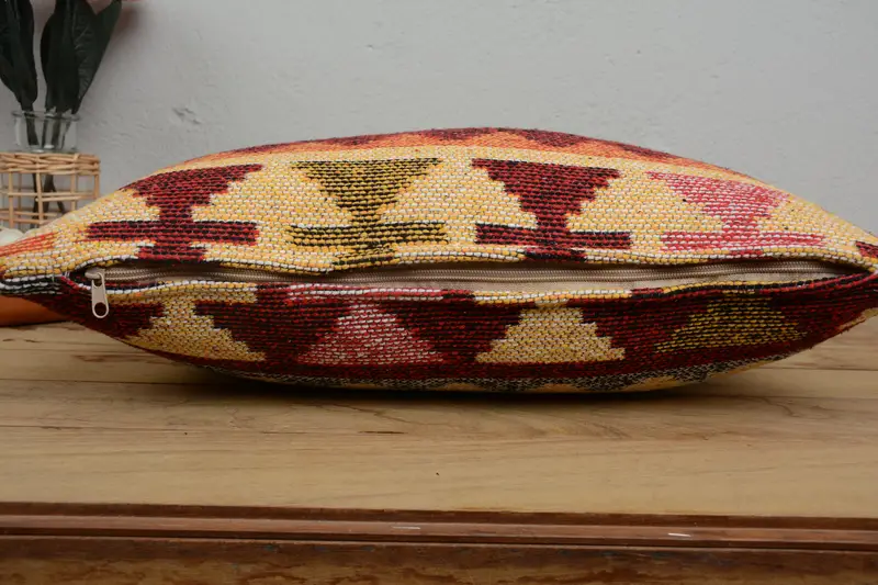 Pillow for Couch, 12x20 Red Pillow Sham, Pillow Case, Ethnical Kilim Rug Pillow, Aesthetic Cushion, Antique Pillows, Garden Pillow - 5