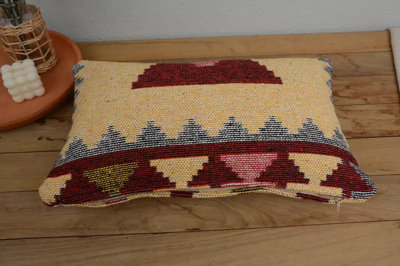 Pillow for Couch, 12x20 Red Pillow Sham, Pillow Case, Ethnical Kilim Rug Pillow, Aesthetic Cushion, Antique Pillows, Garden Pillow - 6