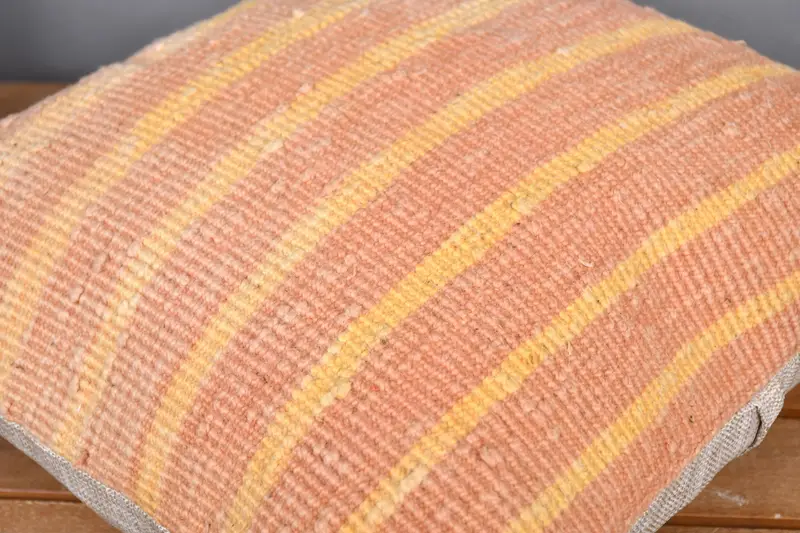 Vintage Kilim Pillow, Boho Chic Pillow, 14x14 Orange Pillow Cover, Art Deco Cushion, Pillow Sham, Throw Kilim Pillow, Boho Pillow - 3