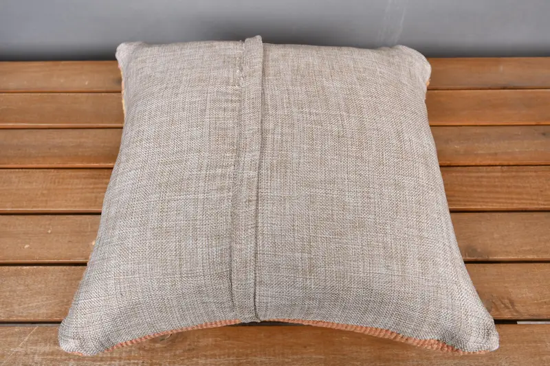 Vintage Kilim Pillow, Boho Chic Pillow, 14x14 Orange Pillow Cover, Art Deco Cushion, Pillow Sham, Throw Kilim Pillow, Boho Pillow - 5