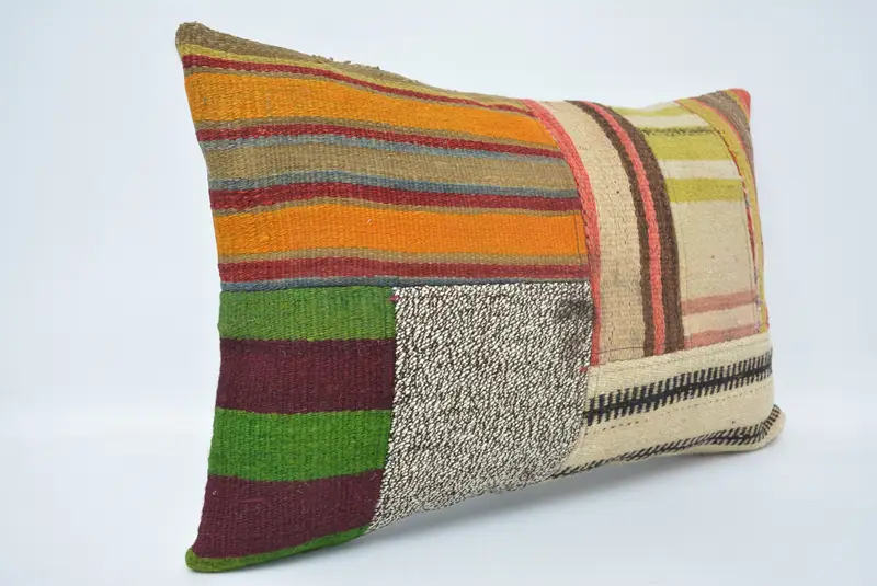 Handmade Kilim Cushion, Vintage Kilim Pillow, Southwestern Cushion Cover, 16x24 Orange Pillow, Shabby Chic Cushion Case, Boho Pillow, Pillow Sham - 3