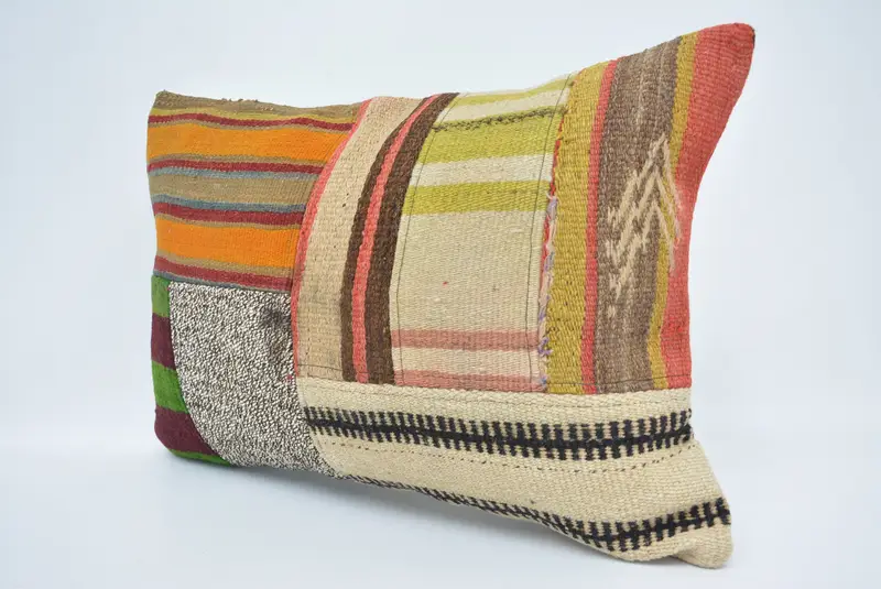 Handmade Kilim Cushion, Vintage Kilim Pillow, Southwestern Cushion Cover, 16x24 Orange Pillow, Shabby Chic Cushion Case, Boho Pillow, Pillow Sham - 4