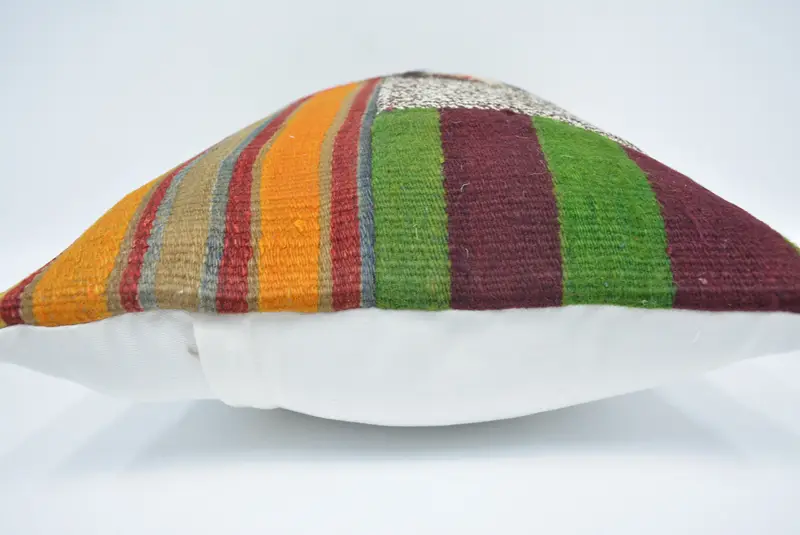 Handmade Kilim Cushion, Vintage Kilim Pillow, Southwestern Cushion Cover, 16x24 Orange Pillow, Shabby Chic Cushion Case, Boho Pillow, Pillow Sham - 5