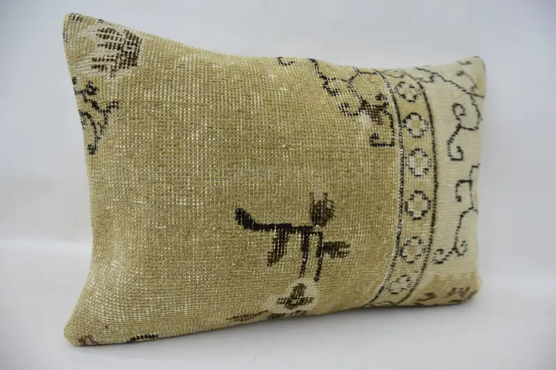 Knitted Pillow, Vintage Kilim Pillow, Cozy Throw Cushion Cover, Pillow Cover, Throw Kilim Pillow, Turkish Pillow, 16x24 Beige Cushion Cover - 3