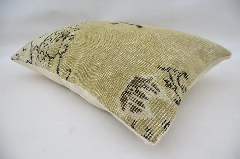 Knitted Pillow, Vintage Kilim Pillow, Cozy Throw Cushion Cover, Pillow Cover, Throw Kilim Pillow, Turkish Pillow, 16x24 Beige Cushion Cover - 6