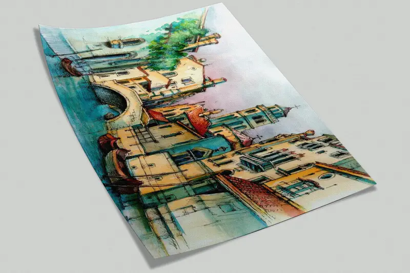 City Wallpaper, Bright Wall Paper, Paper Wall Art, Custom Wall Paper, Old Bridge Wall Painting, Landscape Wall Poster, - 5