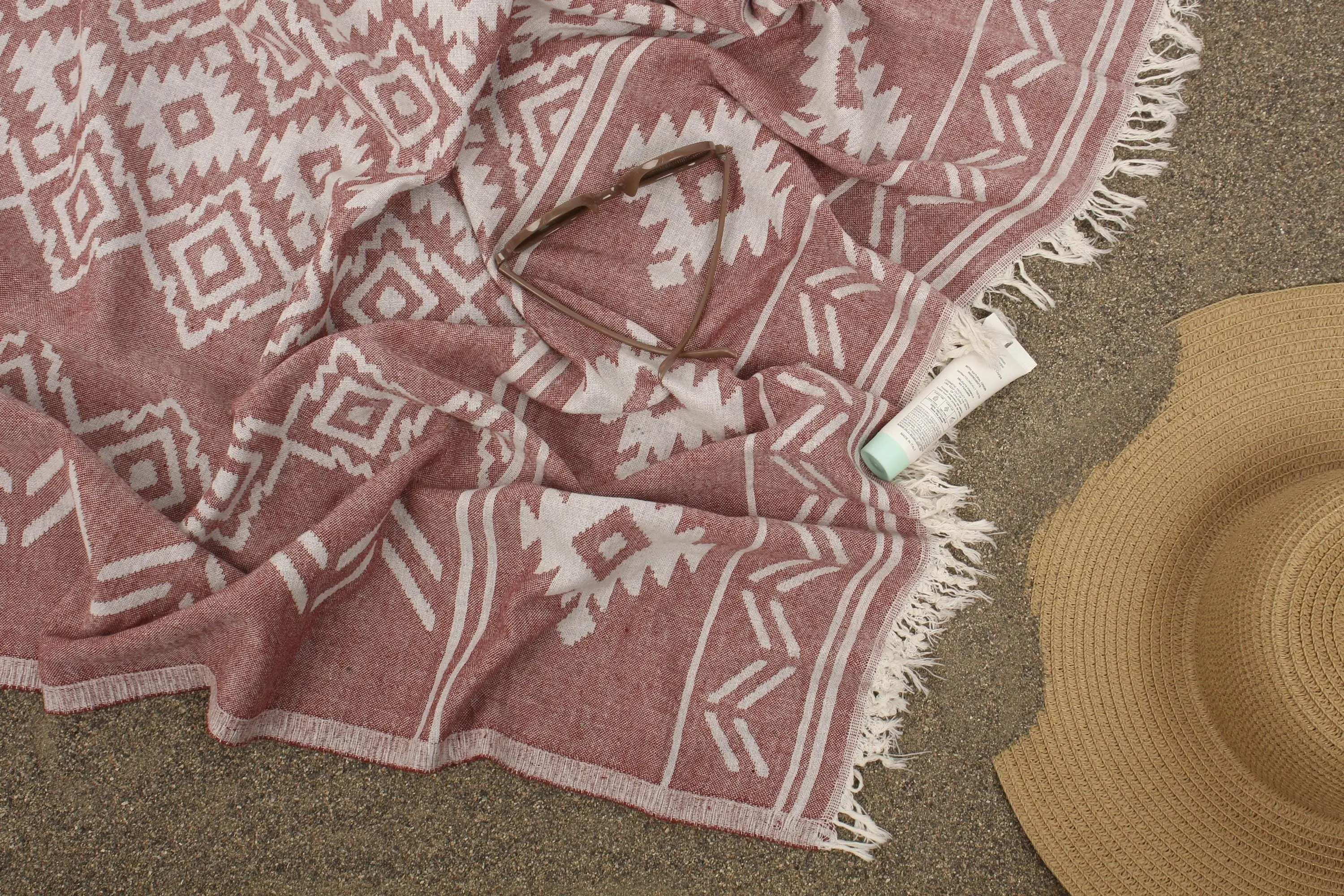 Personalized Turkish Cotton Beach Towel Beige, 73x40 or 100x185 cm - 1