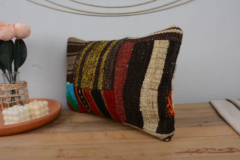 Custom Cushion Case, Throw Kilim Pillow, Pillow, Boho Pillow, Chair Cushion Case, 12x20 Red Cushion Case, Outdoor Pillow Case, Pillow for Couch - 4